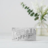 Glam Zilver Dikke Glitter Druppel Cadeaubon Visitekaartje (Staand voorkant)