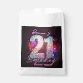 Glam Zilver Disco Bal Muzieknotities 21e Verjaarda Bedankzakje (Voorkant)
