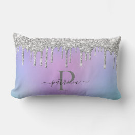 Glam Zilver Glitter Drips Elegante Monogram   Kussen