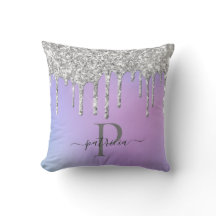 Glam Zilver Glitter Druppels Elegante Monogram