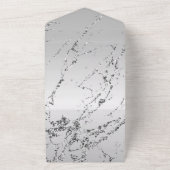 Glam Zilver Glitter Glitzy Marmer All In One Uitnodiging (Buitenkant)