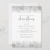 Glam Zilver Glitter Kerstfeest Wit Kaart (Voorkant)