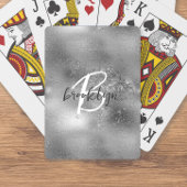 Glam Zilver Moderne Script Monogram Pokerkaarten