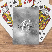 Glam Zilver Moderne Script Monogram