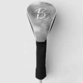 Glam Zilver Modieus Schrift Monogram Golfheadcover (Voorkant)
