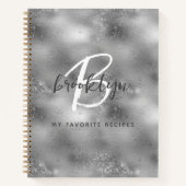 Glam Zilver Monogram Receptenboek Notitieboek (Voorkant)