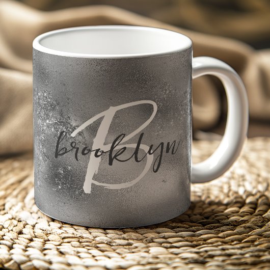 Glam Zilver Trendy Script Monogram Koffiemok