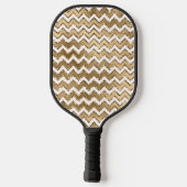 Glam Zilver Wit Goud Zigzag Stripes Pickleball Paddle (Achterkant)