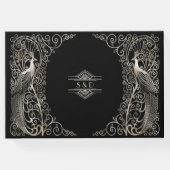 Glam Zilveren Art Deco Pauw Huwelijk Gastenboek (Achterkant)