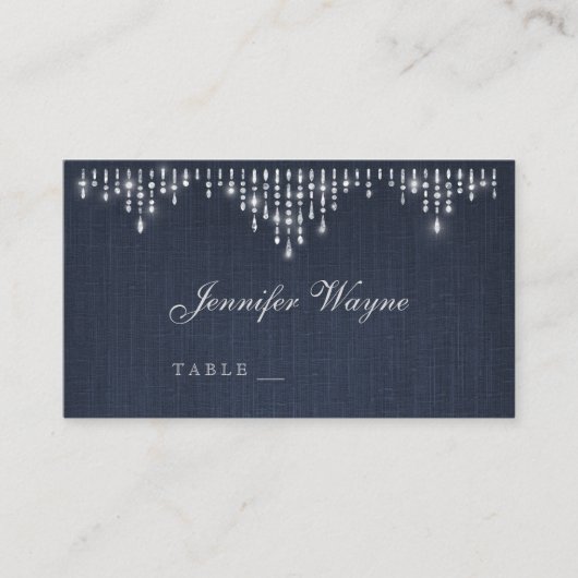 Glam zilveren art deco vintage trouwplaats kaarten plaatskaartje (Voorkant)