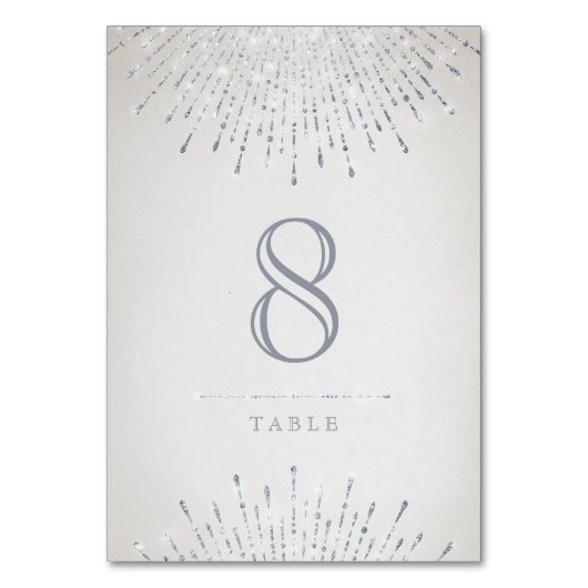 Glam zilveren art deco vintage trouwtafel kaart (Voorkant)