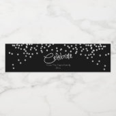 Glam, zilveren Confetti-geel Waterfles Etiket (Enkel label)