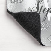 Glam Zilveren Folie Glitter Kroon Patroon Monogram Muismat (Hoek)