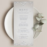 Glam zilveren glitter deco vintage bruiloft menu<br><div class="desc">Glamour zilver glitter in kunstdecostijl op  Soft beige achtergrond,   shimmer faux metallic zilver voelt effect,  elegant en chic. Geweldig voor een vintage bruiloft,  een kunstdecobruiloft,  in elk moment van het jaar,  vooral in de winter. Bekijk alle overeenkomende stukken in het onderstaande collectie.</div>