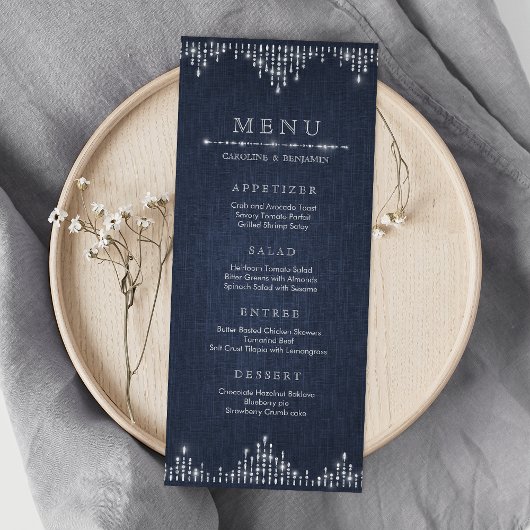 Glam zilveren glitter deco vintage bruiloft menu