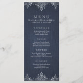 Glam zilveren glitter deco vintage bruiloft menu (Voorkant)