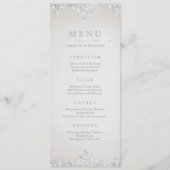 Glam zilveren glitter deco vintage bruiloft menu (Voorkant)