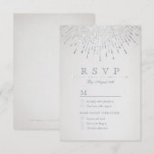 Glam zilveren glitter deco vintage bruiloft RSVP (Voorkant / Achterkant)