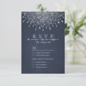 Glam zilveren glitter deco vintage bruiloft RSVP (Staand voorkant)