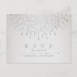 Glam zilveren glitter deco vintage bruiloft RSVP Uitnodiging Briefkaart