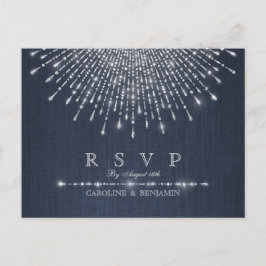 Glam zilveren glitter deco vintage bruiloft RSVP Uitnodiging Briefkaart