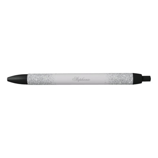 Glam, zilveren glitter zwarte inkt pen (Voorkant)