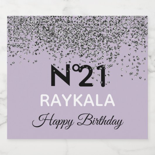 Glam & Zilveren Glitterende Verjaardagsfeest Purpl Sparkling Wijnetiket (Enkel label)