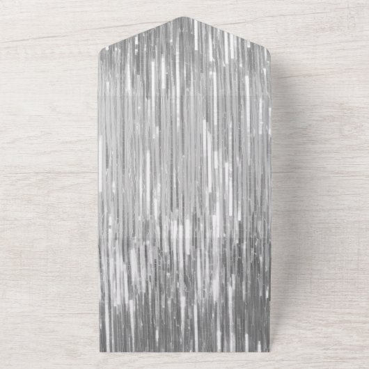 Glam Zilveren Glitzy Sparkle Bruiloft All In One Uitnodiging (Buitenkant)