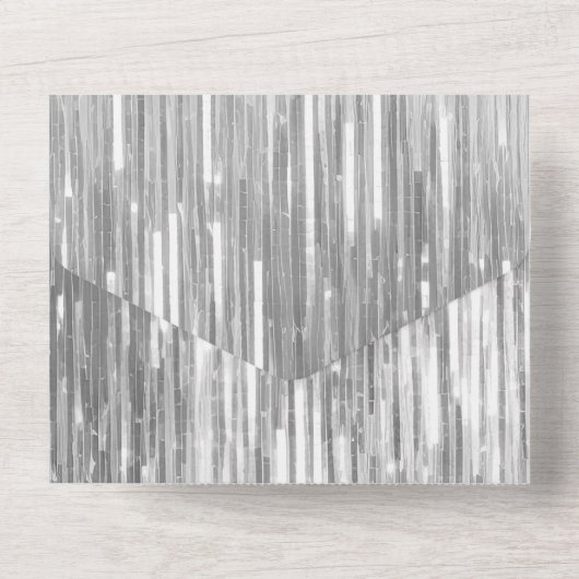 Glam Zilveren Glitzy Sparkle Bruiloft All In One Uitnodiging (Achterkant)