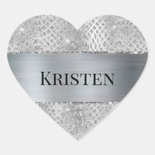 Glam Zilveren Snake Dierenprint Hart Sticker