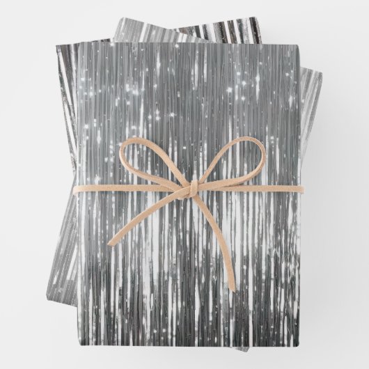 Glam Zilveren Strepen Bruiloft Inpakpapier Vel (In situ)