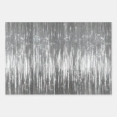 Glam Zilveren Strepen Bruiloft Inpakpapier Vel (Voorkant)