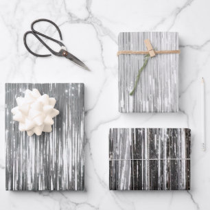 Glam Zilveren Strepen Bruiloft Inpakpapier Vel