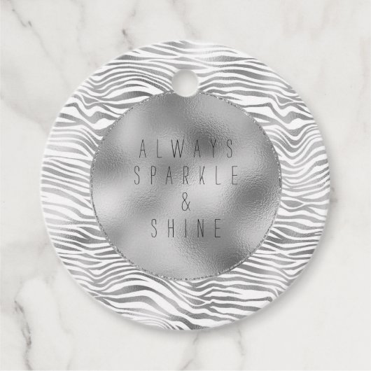 Glam Zilveren Zebra Print Bedankjes Labels (Voorkant)