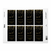 Glam Zwart en Goud Bruiloft Wijnfles Label (Full Sheet)