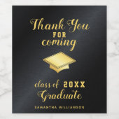 Glam Zwart en Goud Dank u Aangepast Afstuderen Wijn Etiket (Enkel label)