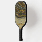 Glam zwart en goud glitter wervel monogram pickleball paddle (Links)