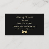 Glam zwart en goud luipaard print gouden lint visitekaartje (Achterkant)