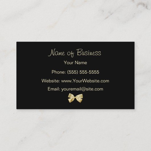 Glam zwart en goud luipaard print gouden lint visitekaartje (Achterkant)