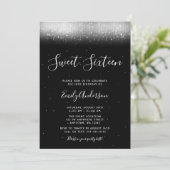 Glam Zwart en Wit Sweet 16 Kaart (Staand voorkant)
