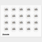 Glam Zwart en Witte Kerstmis Ronde Sticker (Vel)