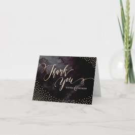 Glam zwart faux goud glitter kalligrafie dank u bedankkaart