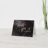 Glam zwart faux goud glitter kalligrafie dank u bedankkaart (Voorkant)