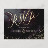 Glam zwart faux goud glitter kalligrafie RSVP Uitnodiging Briefkaart (Voorkant)