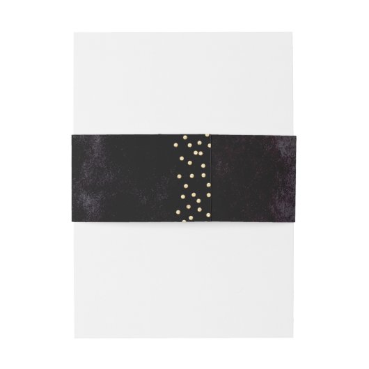 Glam zwart faux goud glitter monogram uitnodigingen wikkel (Achterkant Voorbeeld)