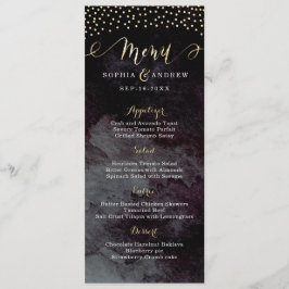 Glam zwart faux goud kalligrafie bruiloft menu