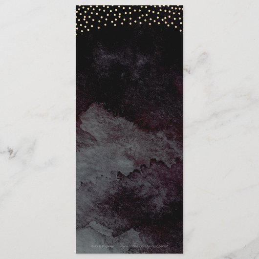 Glam zwart faux goud kalligrafie bruiloft menu (Achterkant)