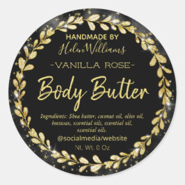Glam Zwart Goud Bladerig Frame Body Butter Labels