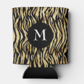 Glam Zwart Goud Dierprint Patroon Cool Monogram Blikjeskoeler (Achterkant)