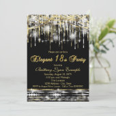 Glam Zwart Goud Elegant 18e Verjaardagsfeest Kaart (Staand voorkant)